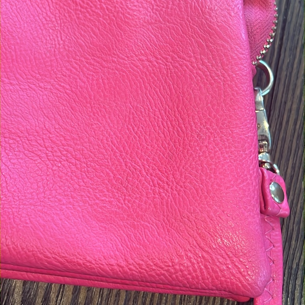 Hot Pink Pebbled Vegan Leather Crossbody Clutch Handbag - Picture 11 of 16